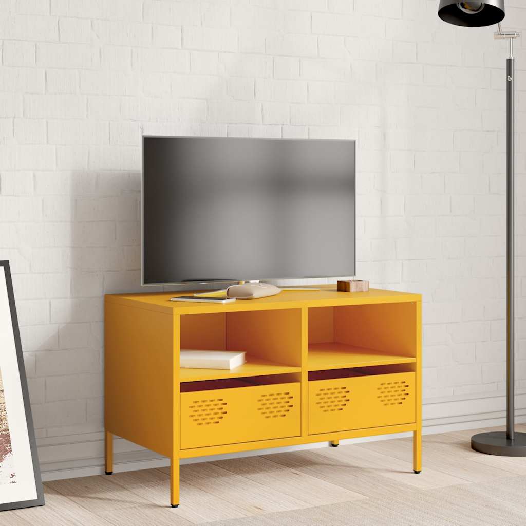 tv-bord 68x39x43,5 cm koldvalset stål sennepsgul