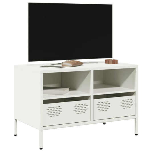 tv-bord 68x39x43,5 cm koldvalset stål hvid