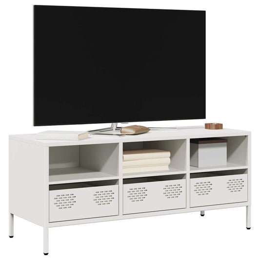 tv-bord 101,5x39x43,5 cm koldvalset stål hvid