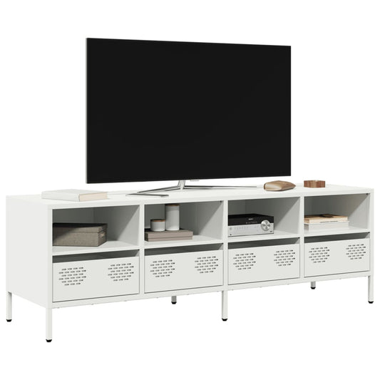 tv-bord 135x39x43,5 cm koldvalset stål hvid