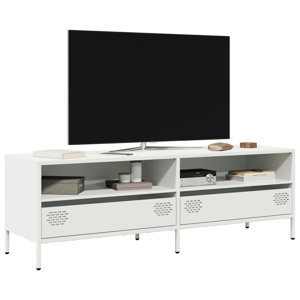 tv-bord 135x39x43,5 cm koldvalset stål hvid