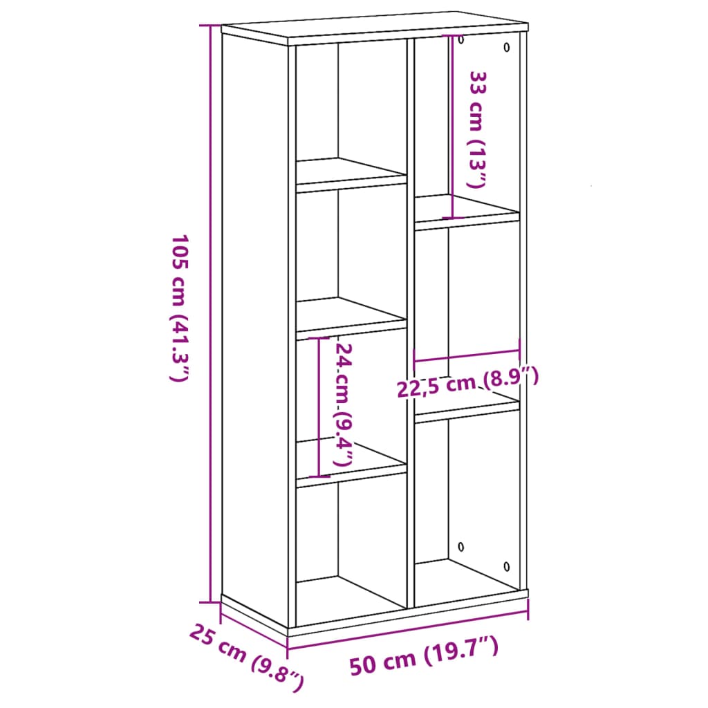 bogreol 50x25x105 cm konstrueret træ hvid