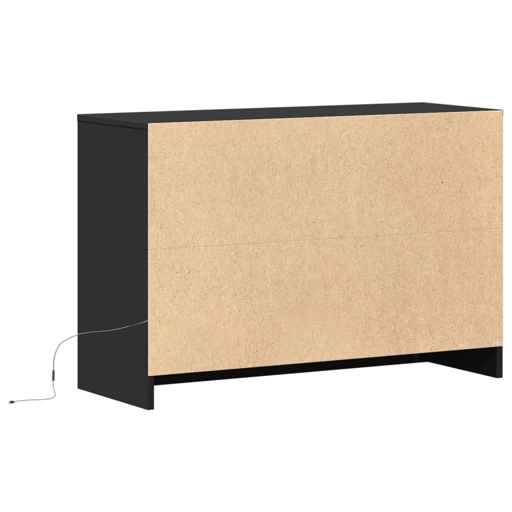 tv-bord med LED-lys 91x34x61 cm konstrueret træ sort