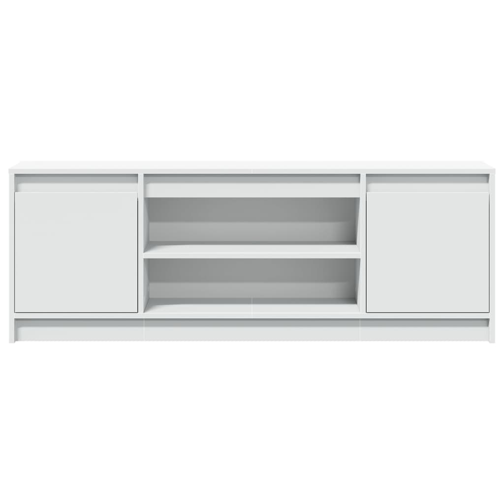 tv-bord med LED-lys 139,5x34x50 cm konstrueret træ hvid