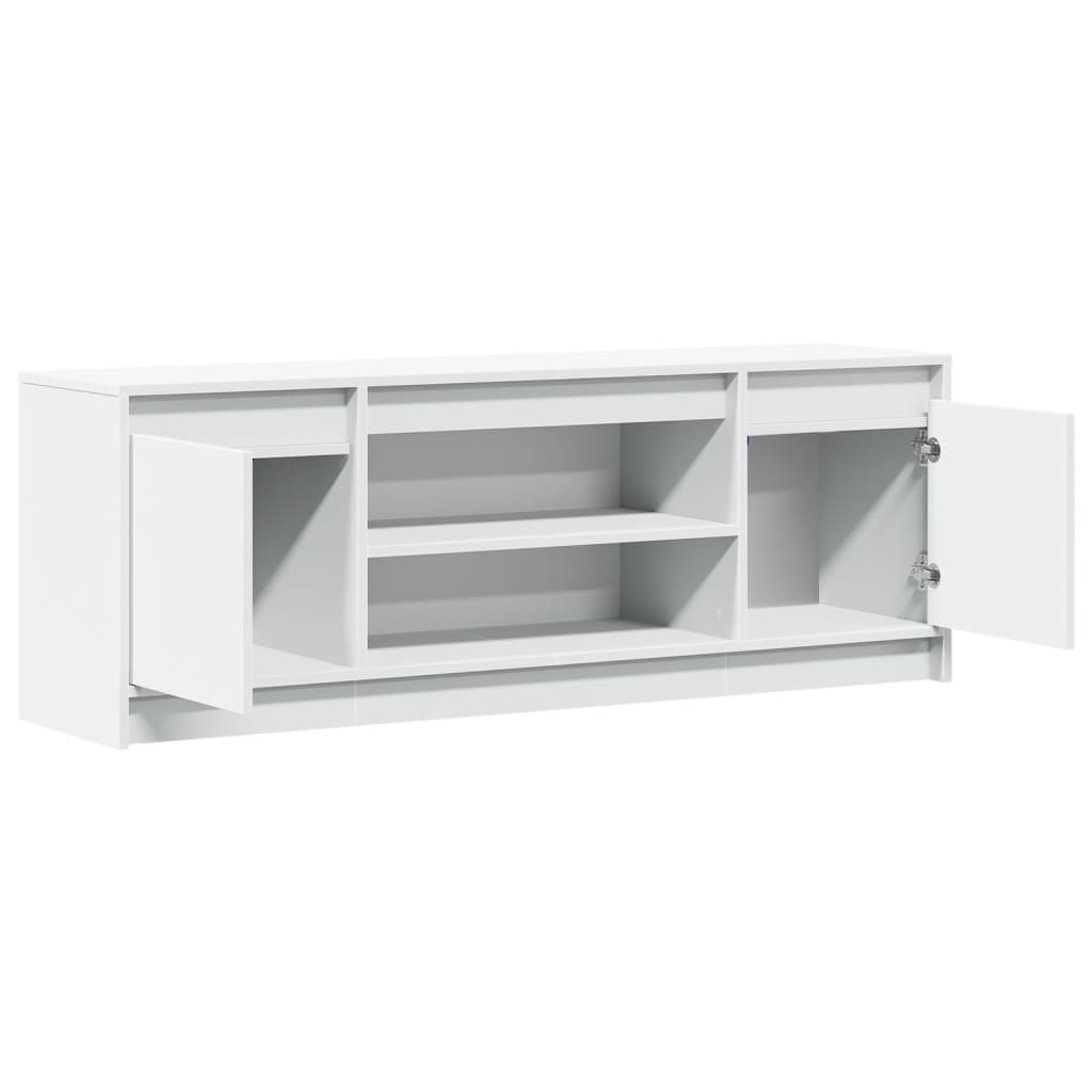 tv-bord med LED-lys 139,5x34x50 cm konstrueret træ hvid