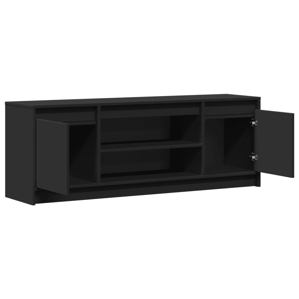 tv-bord med LED-lys 139,5x34x50 cm konstrueret træ sort