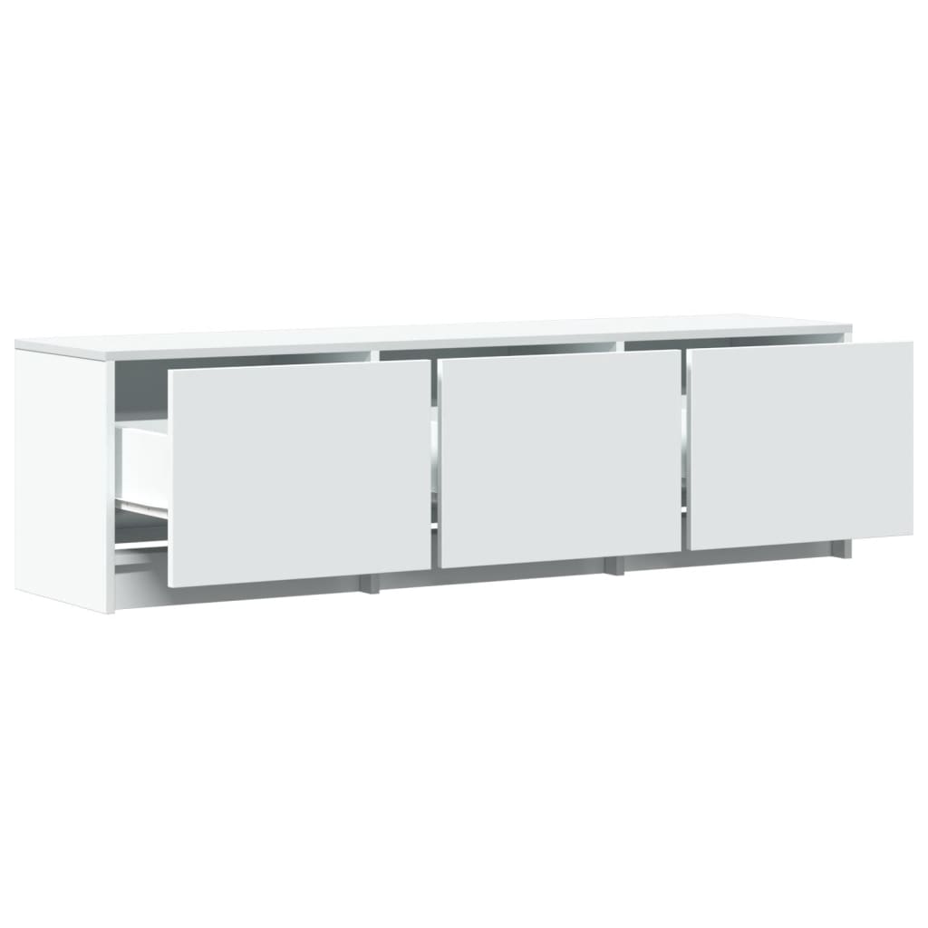 tv-bord med LED-lys 140x34x40 cm konstrueret træ hvid