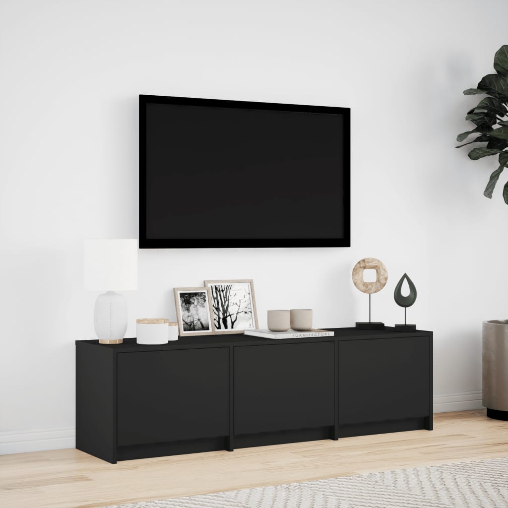 tv-bord med LED-lys 140x34x40 cm konstrueret træ sort