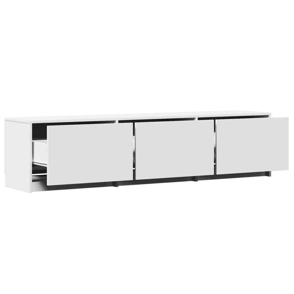 tv-bord med LED-lys 165x34x40 cm konstrueret træ hvid