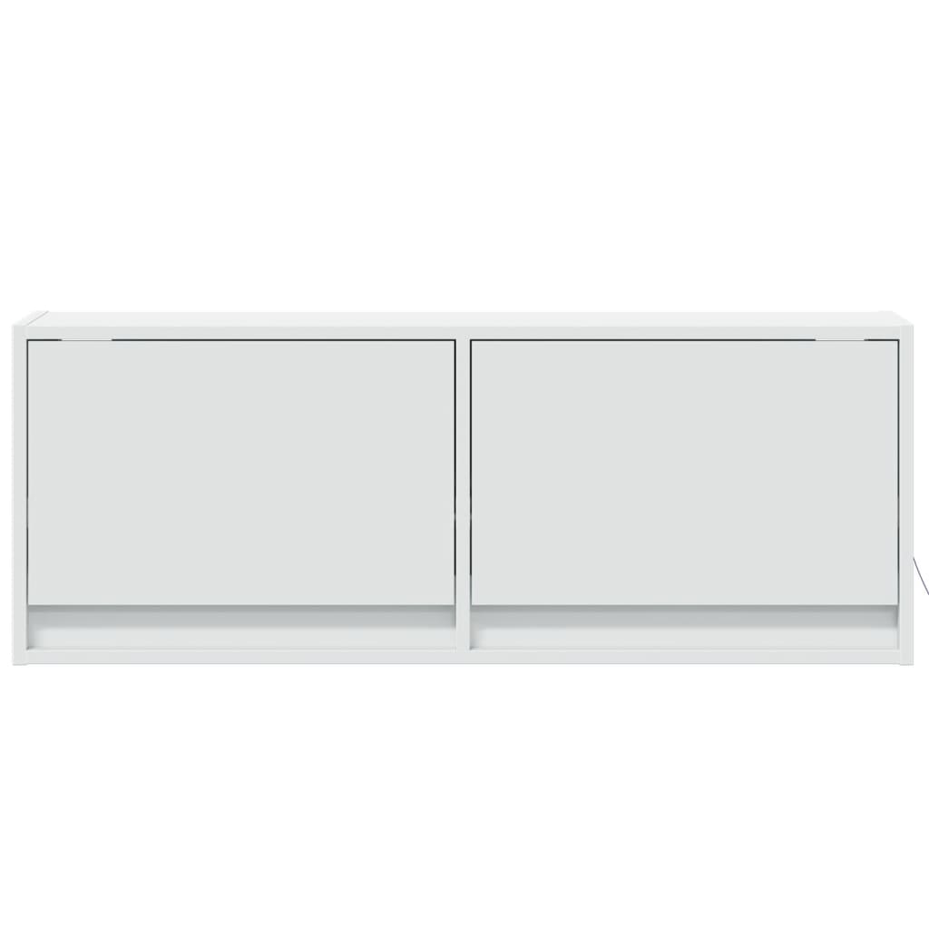 væghængt tv-bord med LED-lys 100x31x35 cm hvid