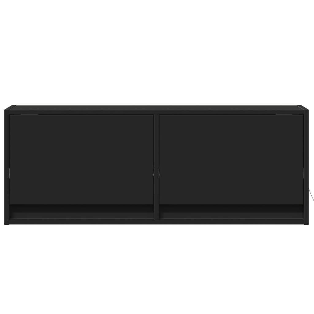 væghængt tv-bord med LED-lys 100x31x35 cm sort