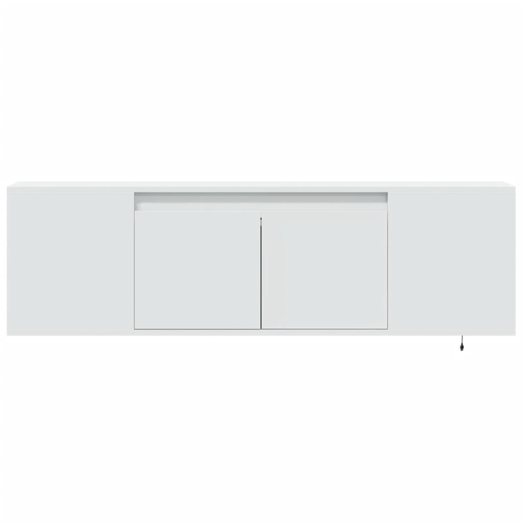 væghængt tv-bord med LED-lys 135x31x39,5 cm hvid