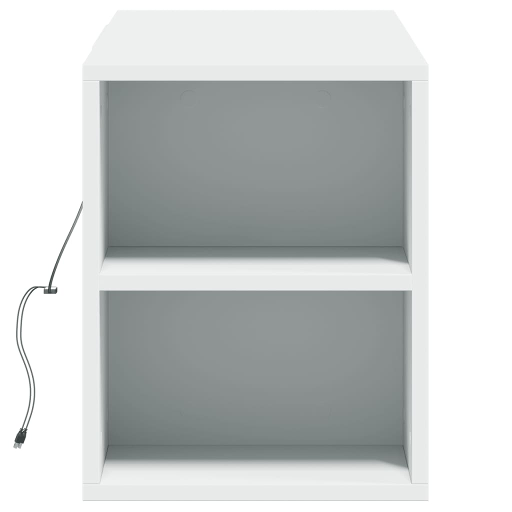 væghængt tv-bord med LED-lys 135x31x39,5 cm hvid