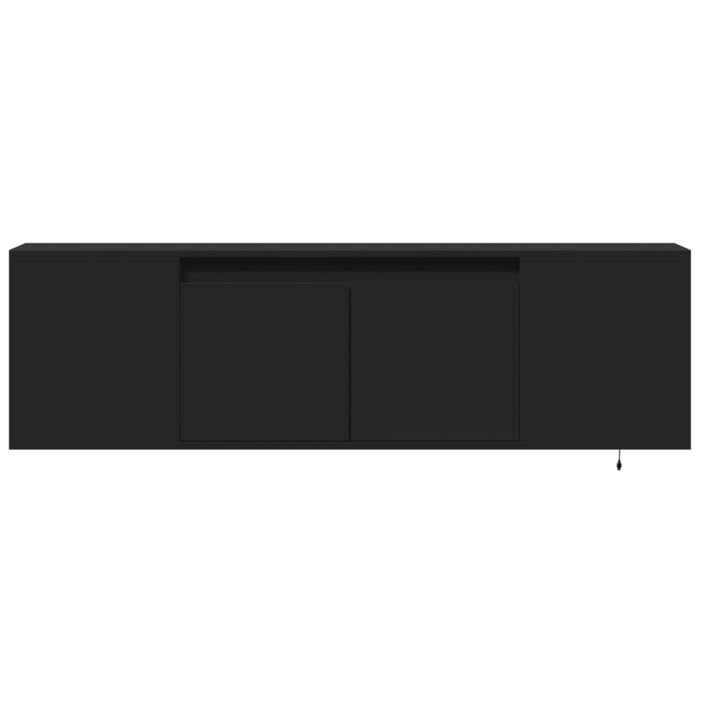 væghængt tv-bord med LED-lys 135x31x39,5 cm sort