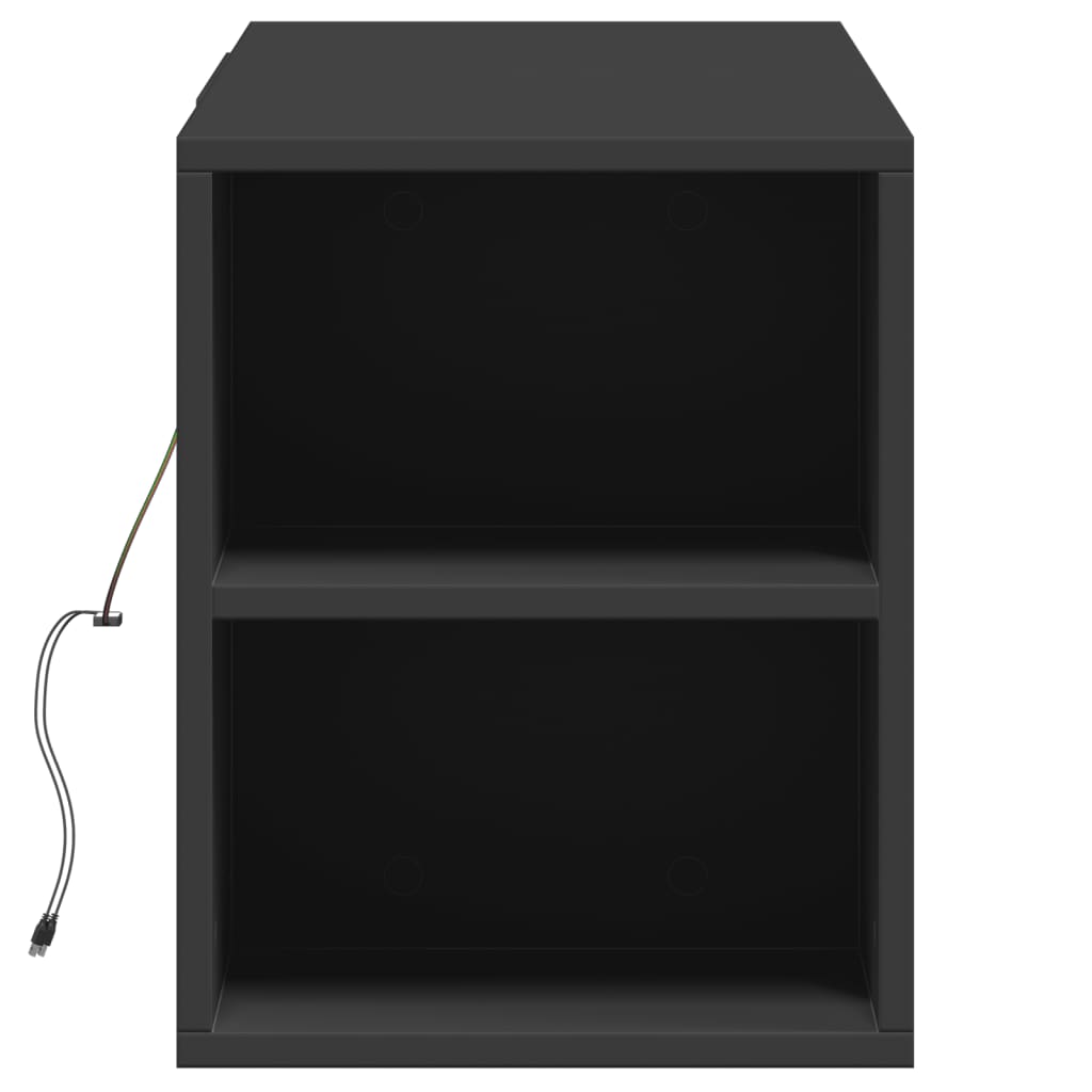 væghængt tv-bord med LED-lys 135x31x39,5 cm sort