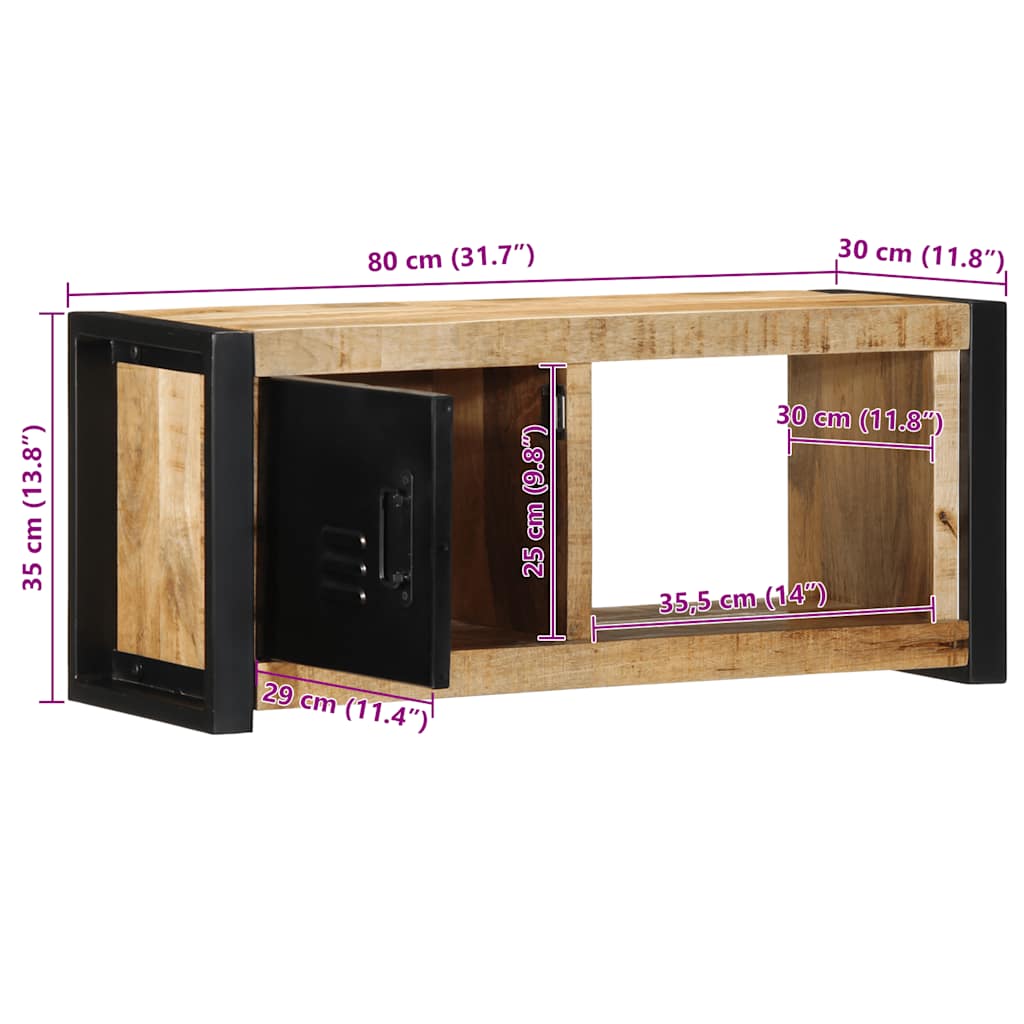 tv-bord 80x30x35 cm massivt ru mangotræ