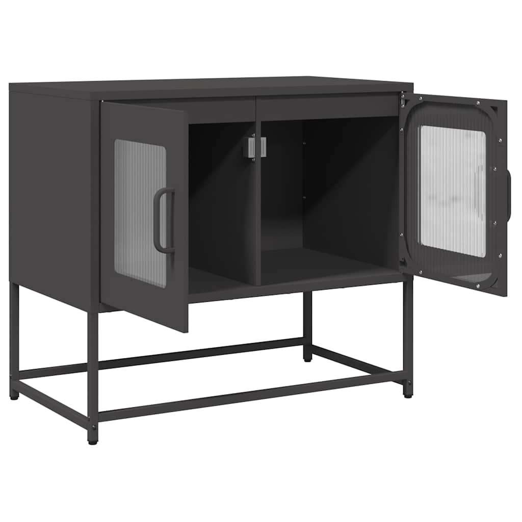 tv-bord 68x39x60,5 cm koldvalset stål sort