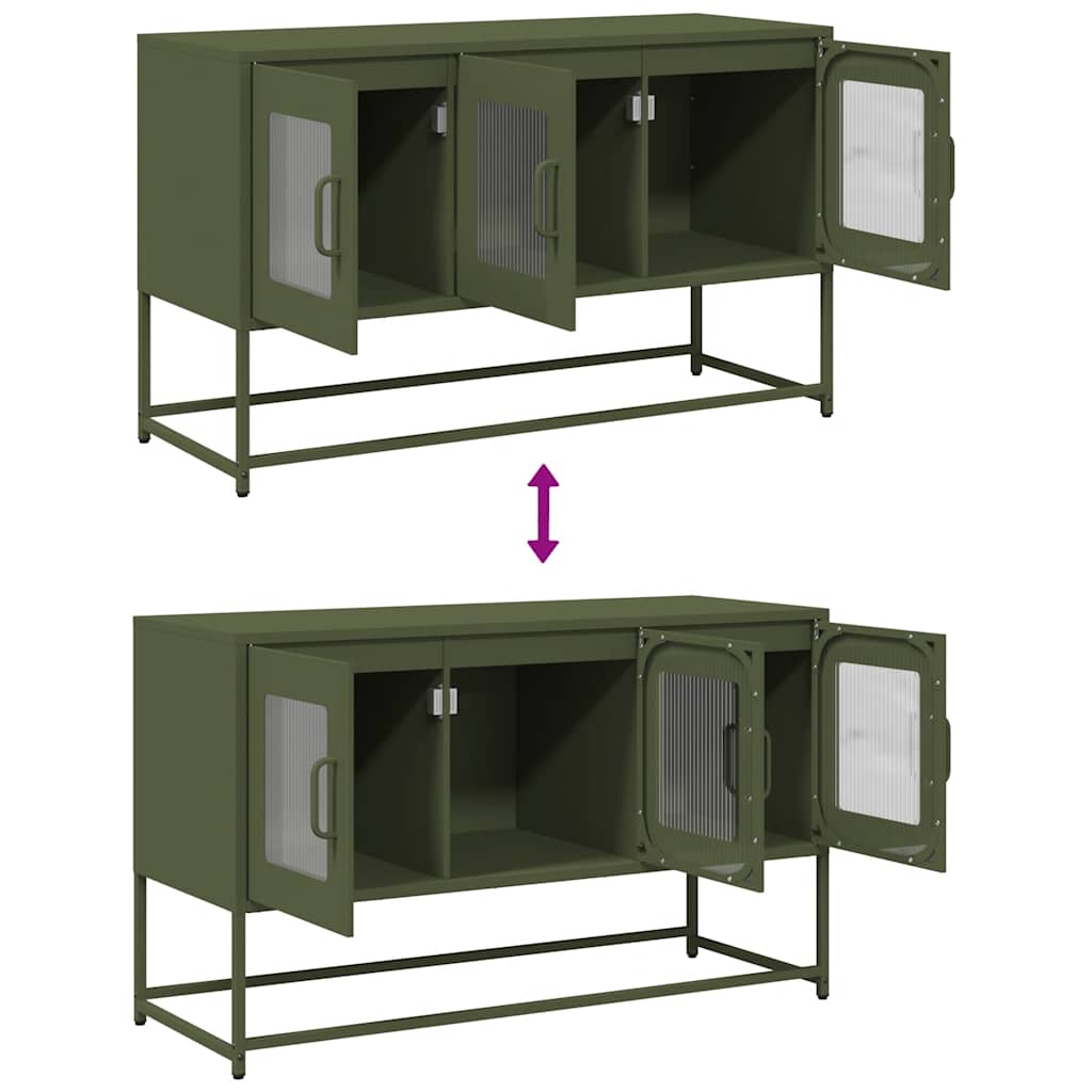 tv-bord 100,5x39x60,5 cm koldvalset stål olivengrøn