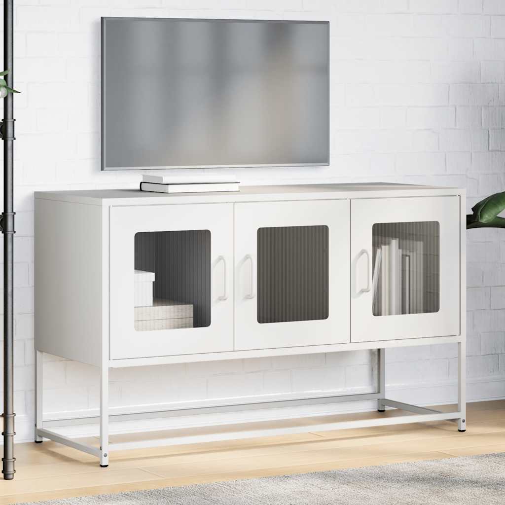 tv-bord 100,5x39x60,5 cm koldvalset stål hvid