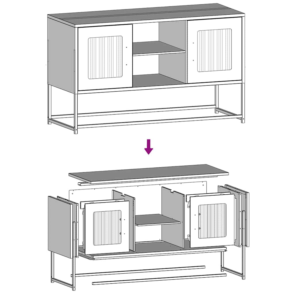 tv-bord 100,5x39x60,5 cm stål hvid