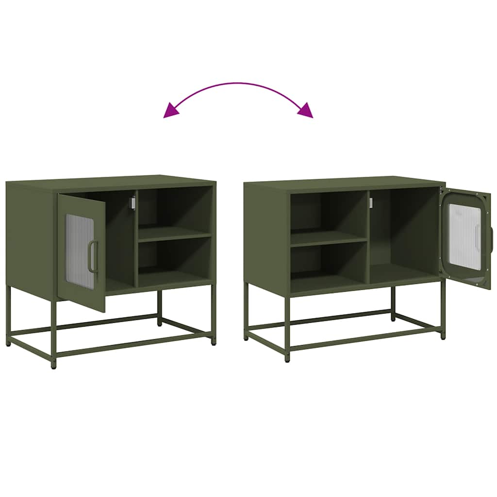 tv-bord 68x39x60,5 cm stål olivengrøn