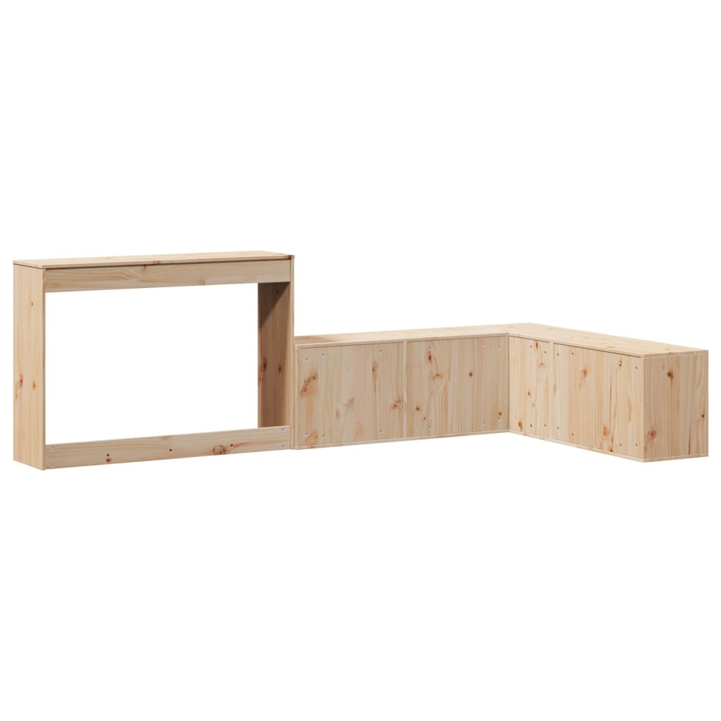 sengebord med skrivebord 232x112x75 cm massivt fyrretræ