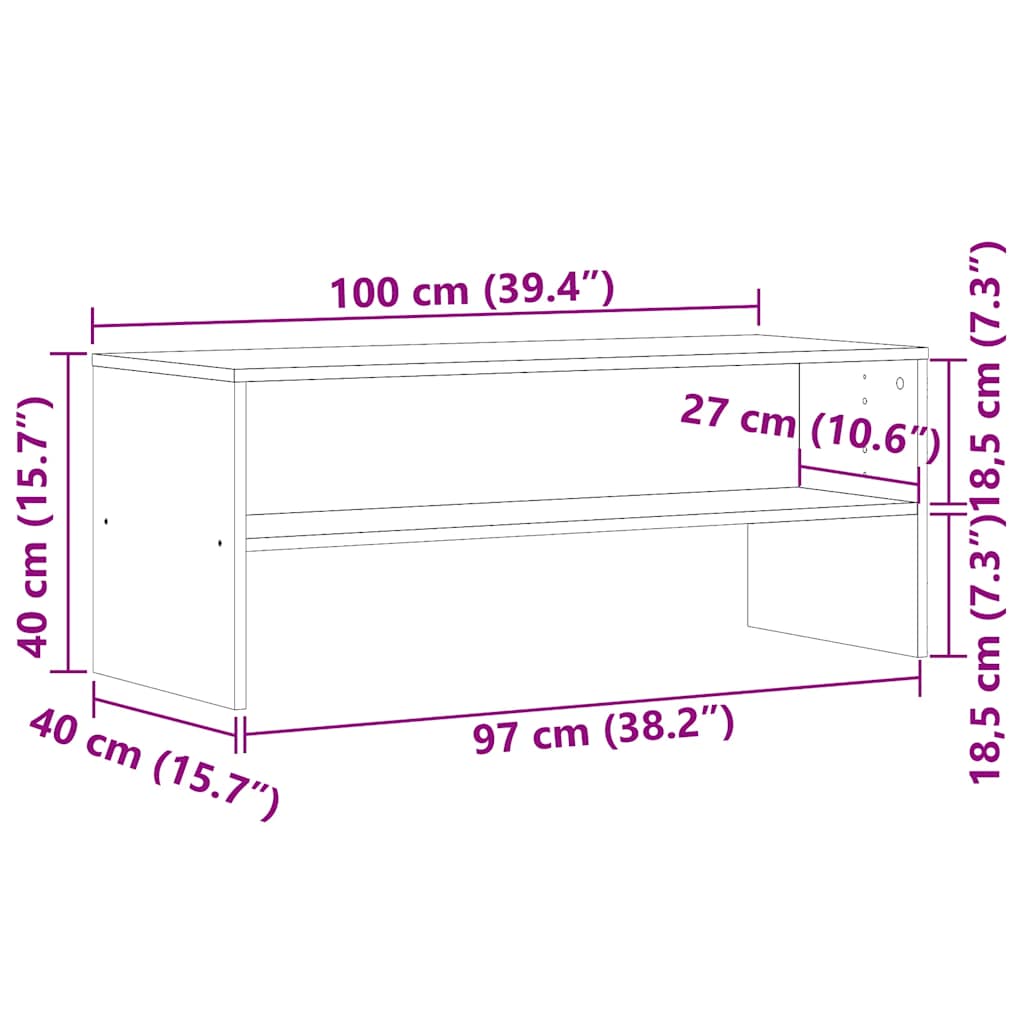 tv-bord 100x40x40 cm konstrueret træ antikt træ