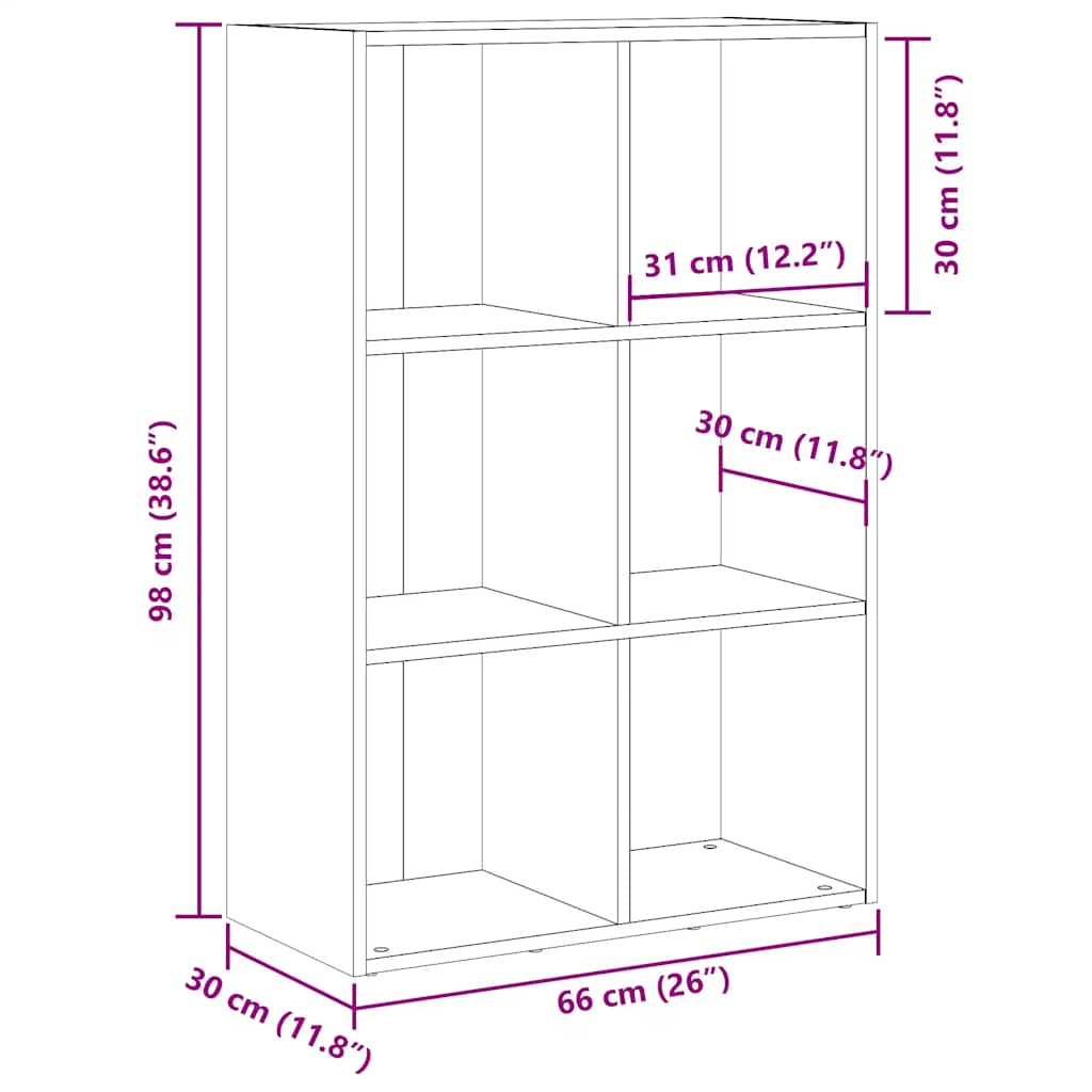 bogreol/skænk 66x30x98 cm konstrueret træ antikt træ