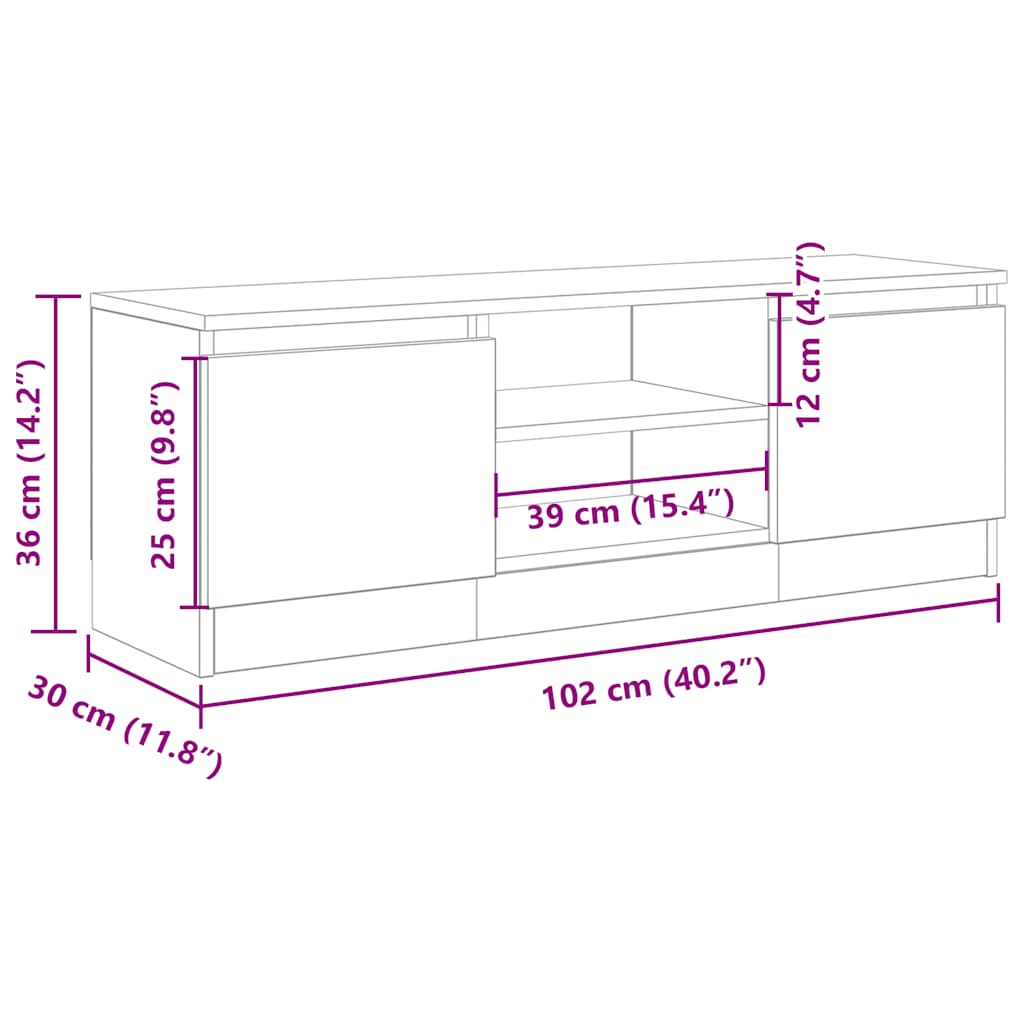 tv-bord 102x30x36 cm konstrueret træ antikt trælook