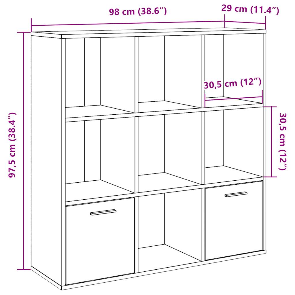 bogreol 98x29x97,5 cm konstrueret træ antikt trælook