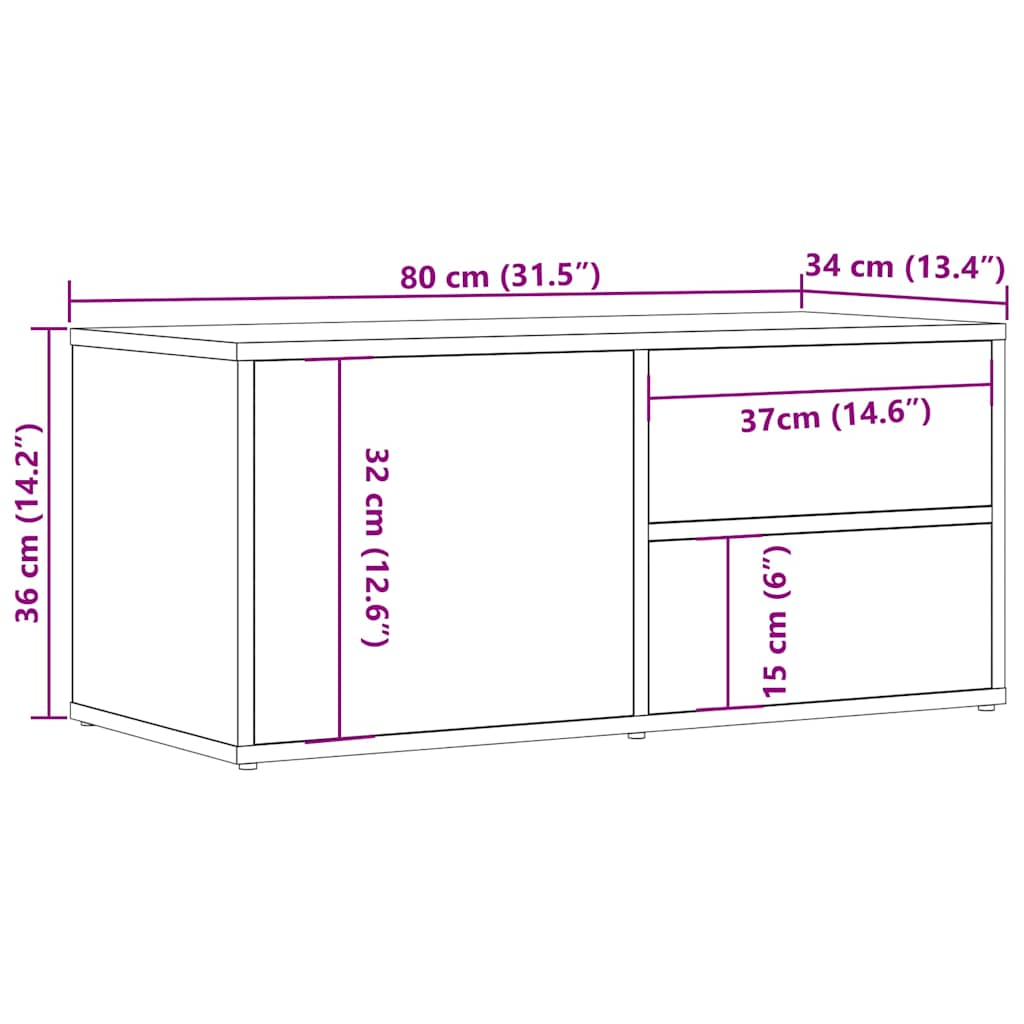 tv-bord 80x34x35,5 cm konstrueret træ antikt trælook