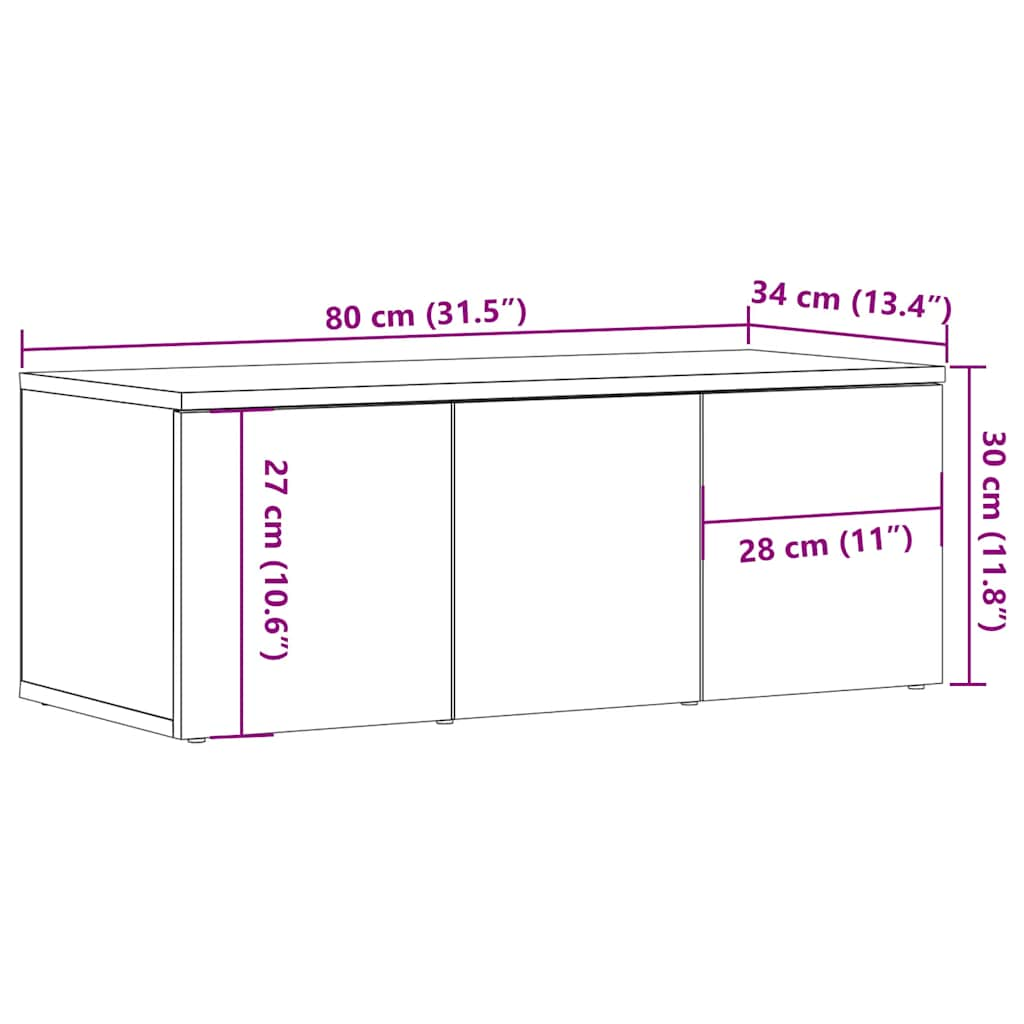 tv-bord 80x34x30 cm konstrueret træ kunsteg