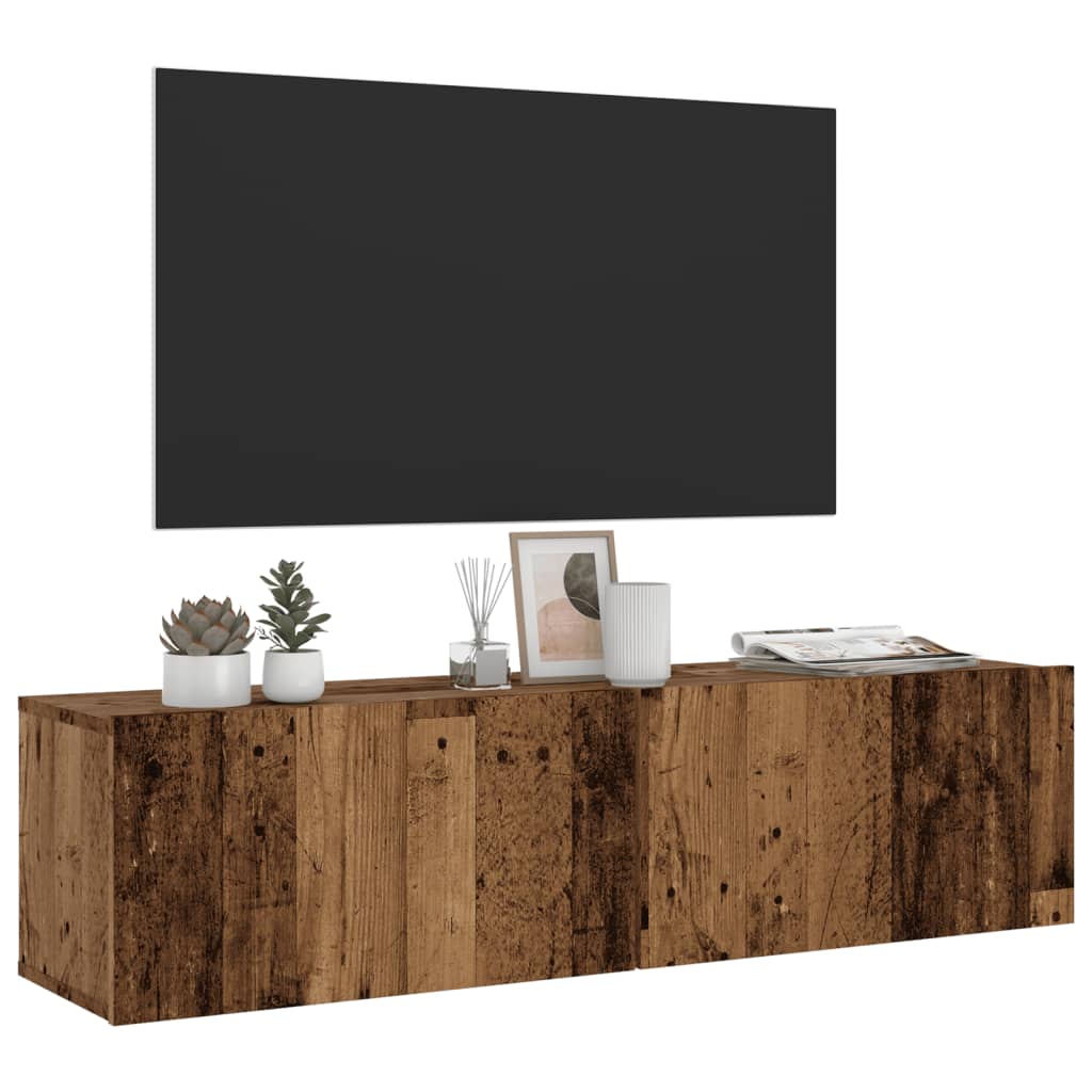 væghængt tv-bord 120x30x30 cm konstrueret træ gammelt træ-look