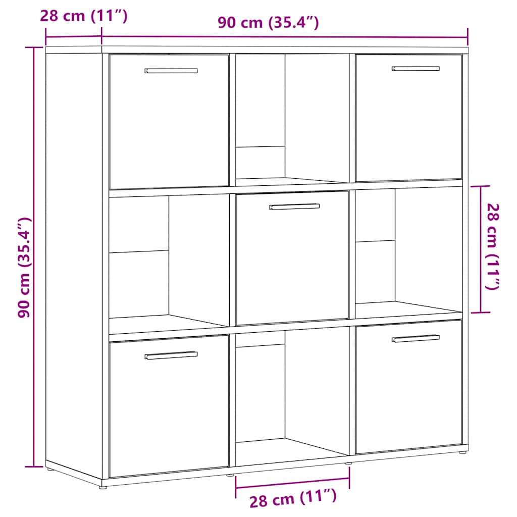 bogreol 90x28x90 cm konstrueret træ antikt træ