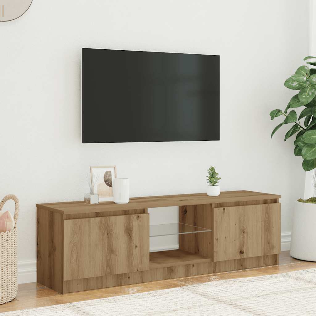 tv-bord med LED-lys 120x30x36 cm konstrueret træ kunsteg