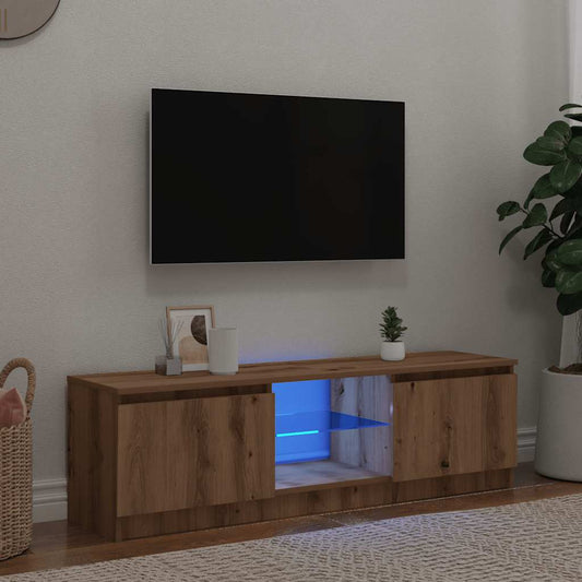 tv-bord med LED-lys 120x30x36 cm konstrueret træ kunsteg