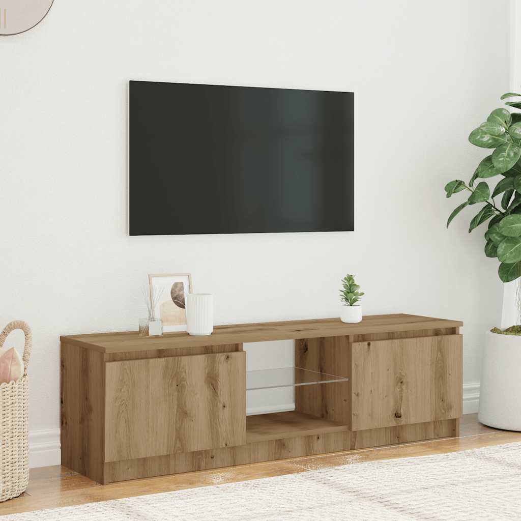 tv-bord med LED-lys 140x40x35,5 cm konstrueret træ kunsteg