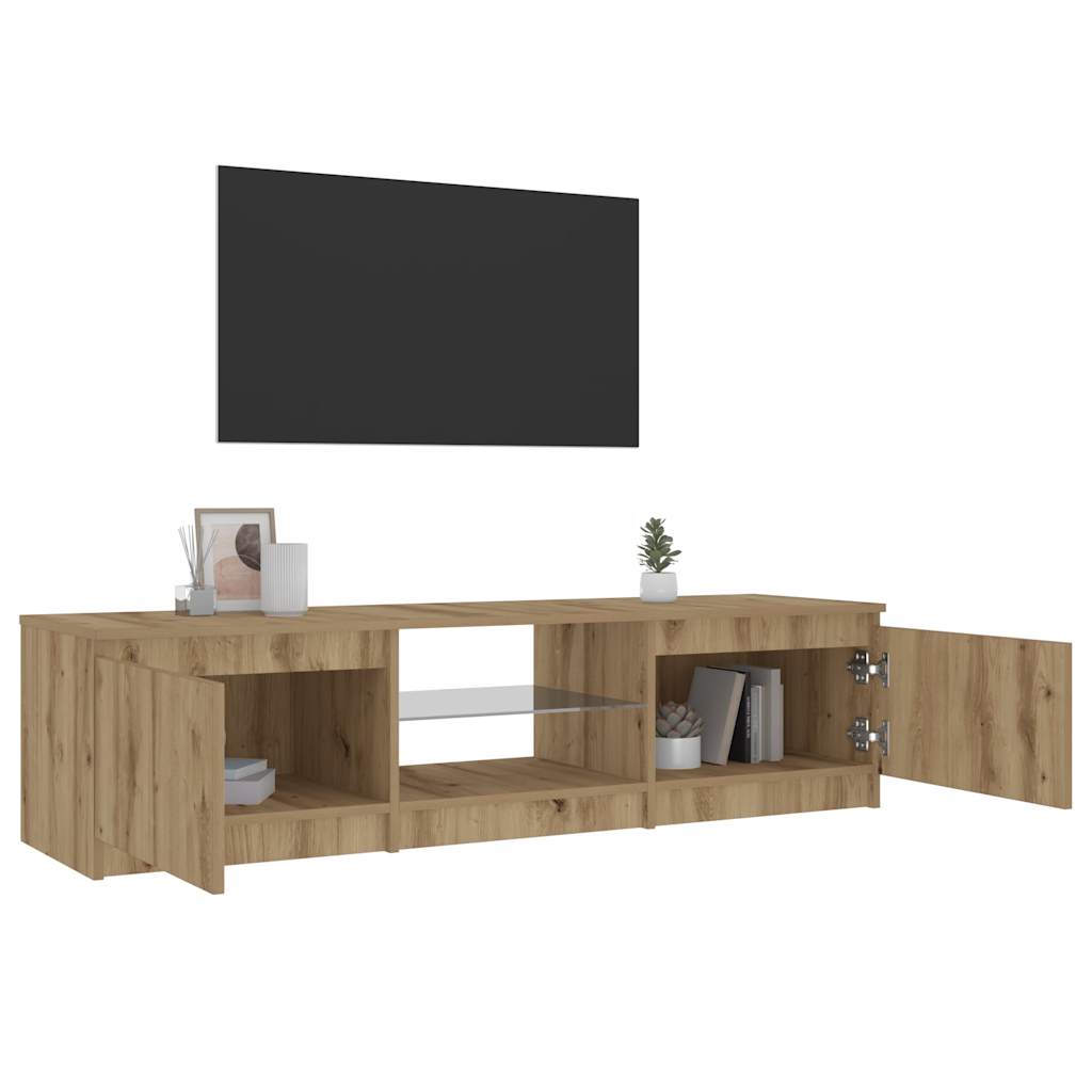 tv-bord med LED-lys 140x40x35,5 cm konstrueret træ kunsteg