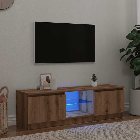 tv-bord med LED-lys 140x40x35,5 cm konstrueret træ kunsteg