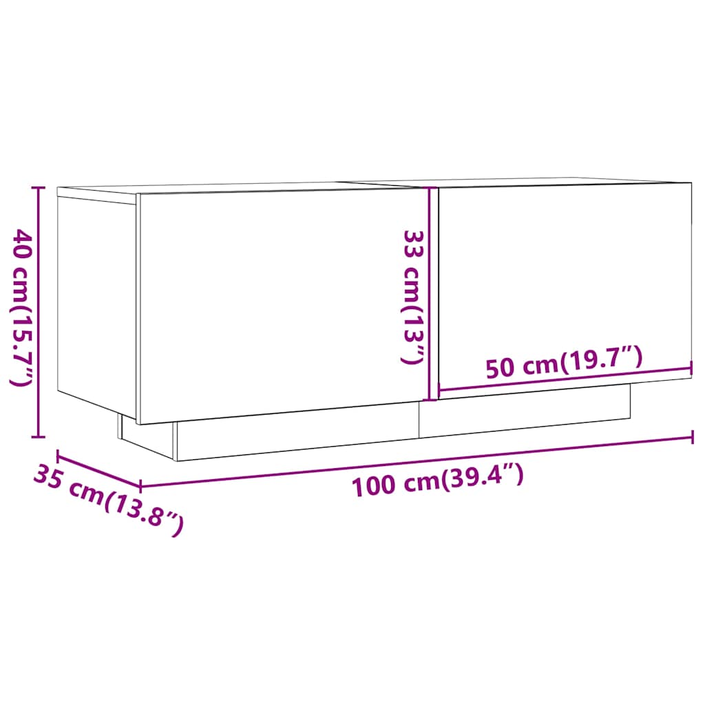 tv-bord 100x35x40 cm konstrueret træ kunsteg