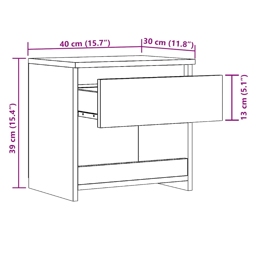 sengeborde 2 stk. 40x30x39 cm spånplade antikt træ