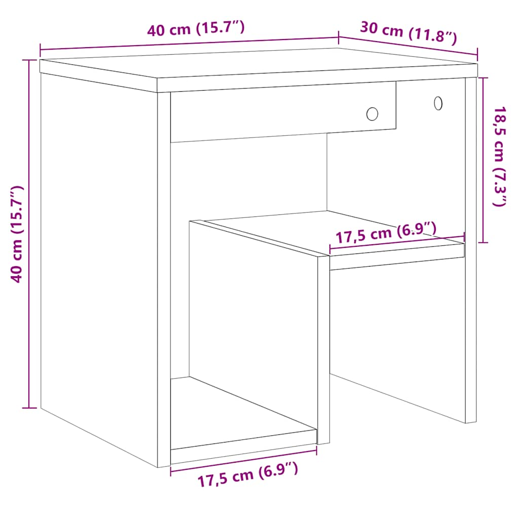 sengeborde 2 stk. 40x30x40 cm konstrueret træ gammelt trælook