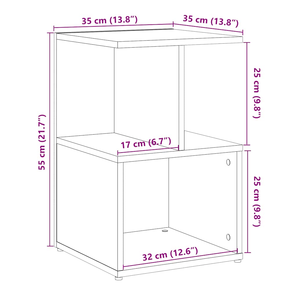 sengeborde 2 stk. 35x35x55 cm kunsteg