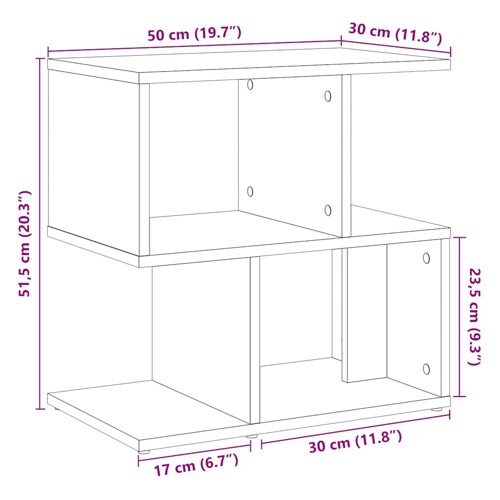 sengeborde 2 stk. 50x30x51,5 cm kunsteg