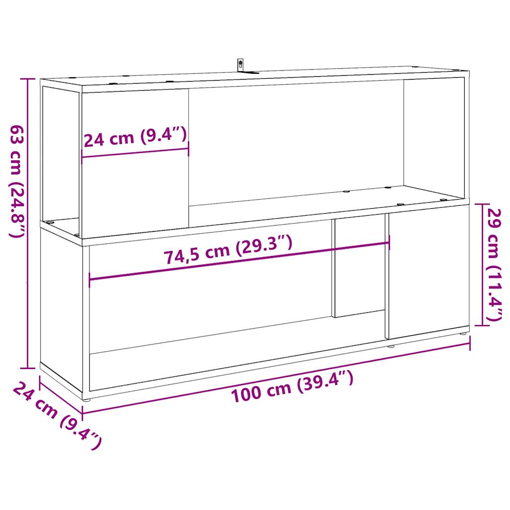 bogreol 100x24x63 cm konstrueret træ kunsteg