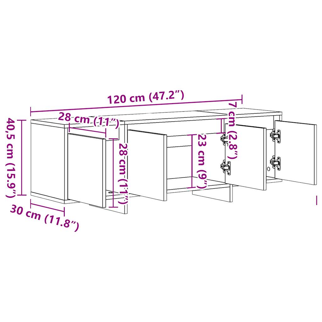 tv-bord 120x30x40,5 cm konstrueret træ antikt træ