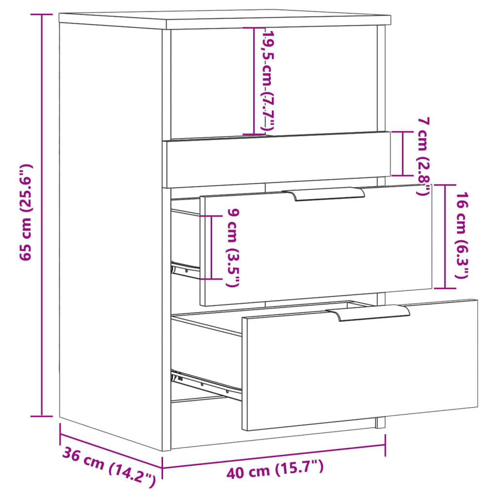 sengeborde 2 stk. 40x36x65 cm konstrueret træ gammelt trælook