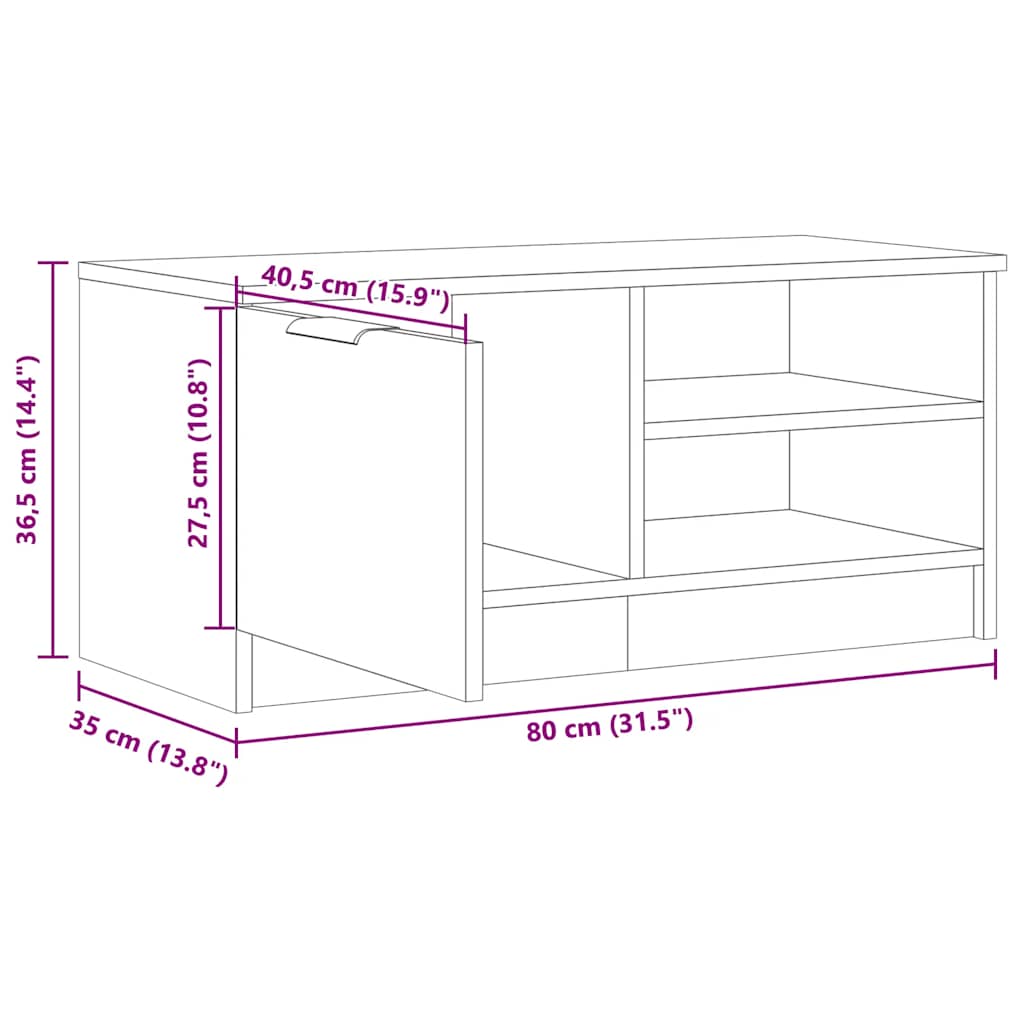 tv-bord 80x35x36,5 cm konstrueret træ antikt træ