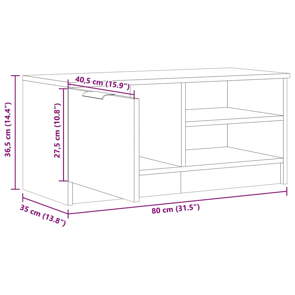 tv-bord 80x35x36,5 cm konstrueret træ kunsteg