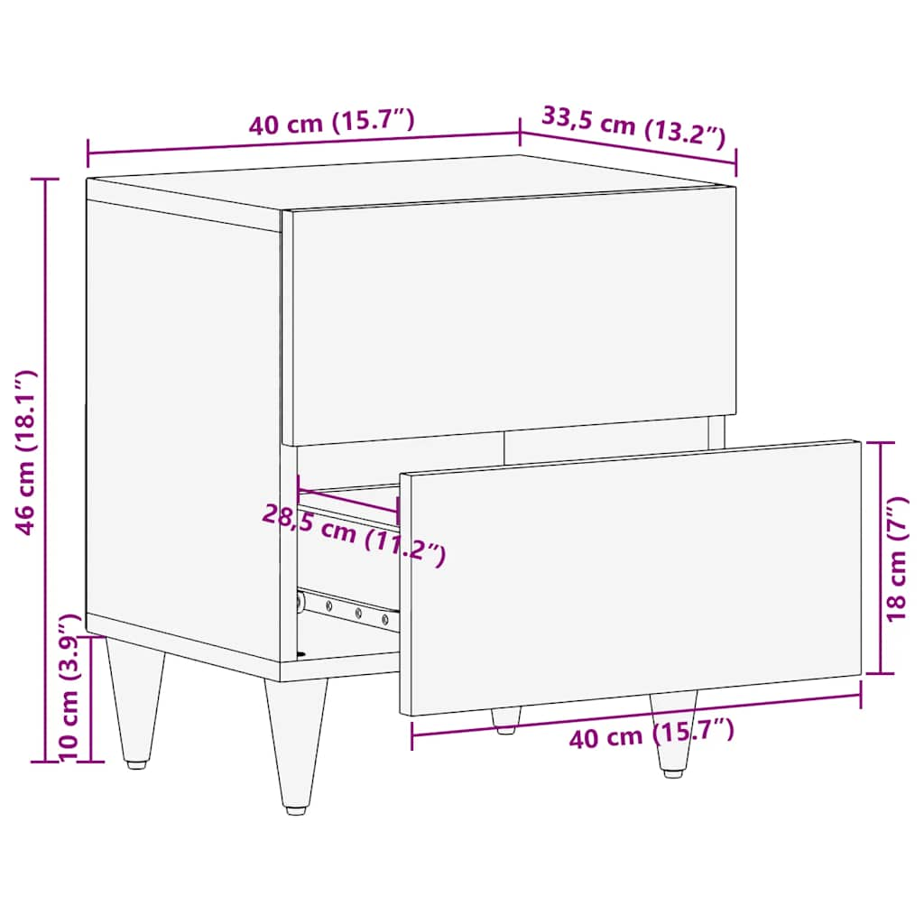 sengebord 40x33,5x46 cm massivt mangotræ